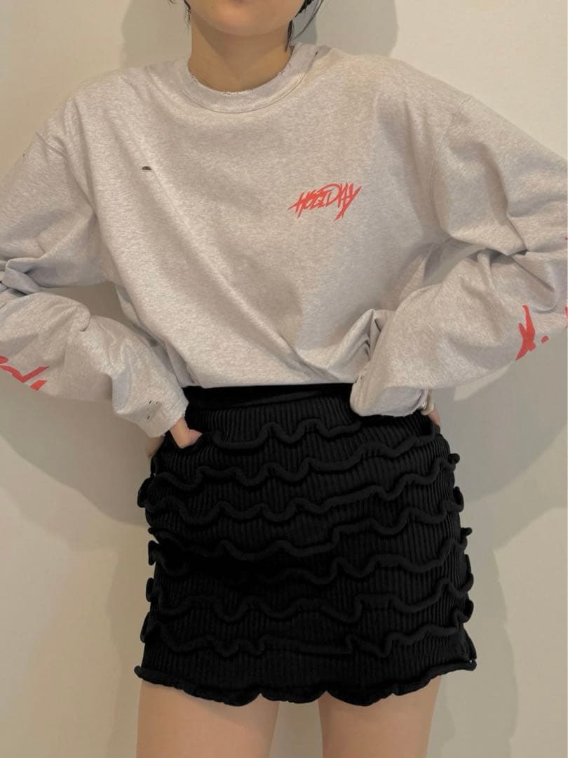 スカート HOLIDAY RUFFLE KNIT MINI SKIRT