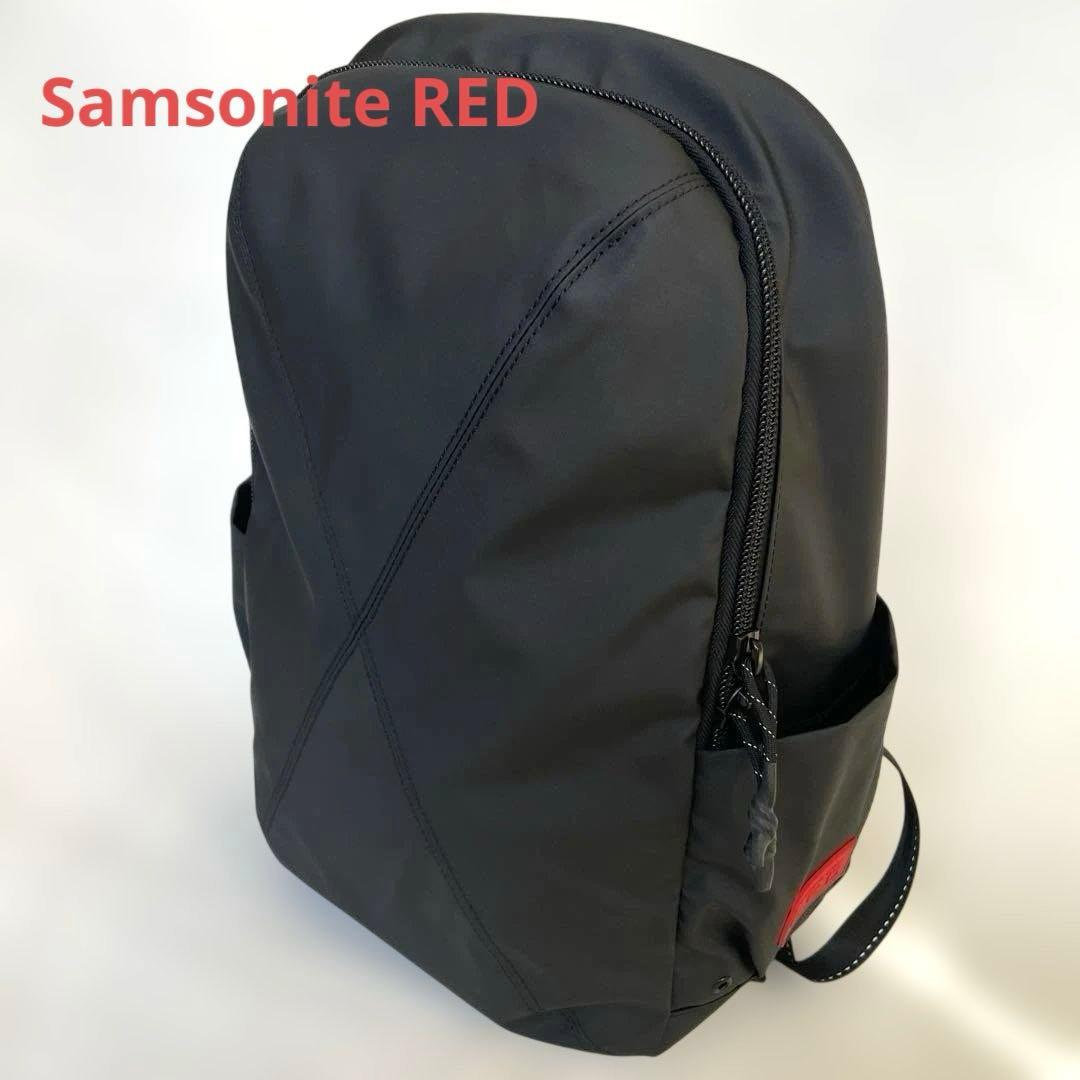 美品サムソナイト　レッド　ブラック　バックパック　リュック　バイアス