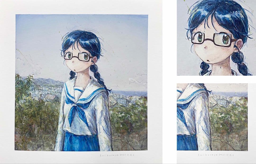 くらやえみエディション サイン入り版画 海の見えるまちED：50