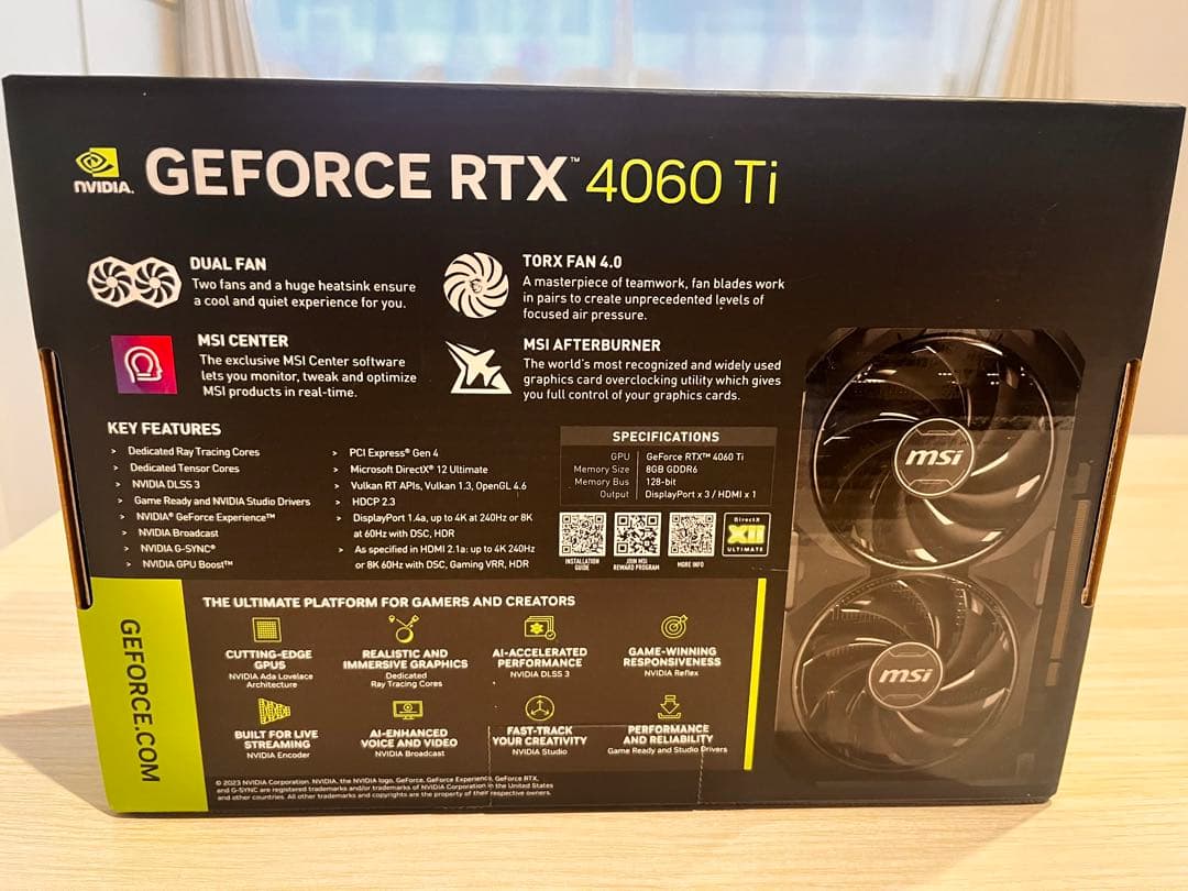 グラフィックボード・グラボ・ビデオカード MSI GEFORCE RTX 4060 Ti VENTUS 2X BLACK