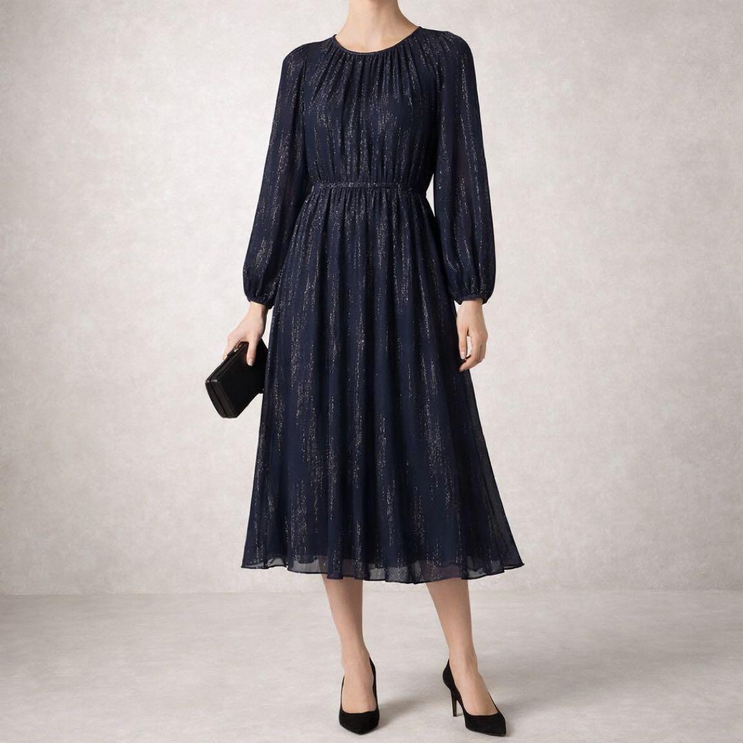 極美品✨マックスマーラ シルク混 ロングワンピース マキシ丈 Aライン ラメ