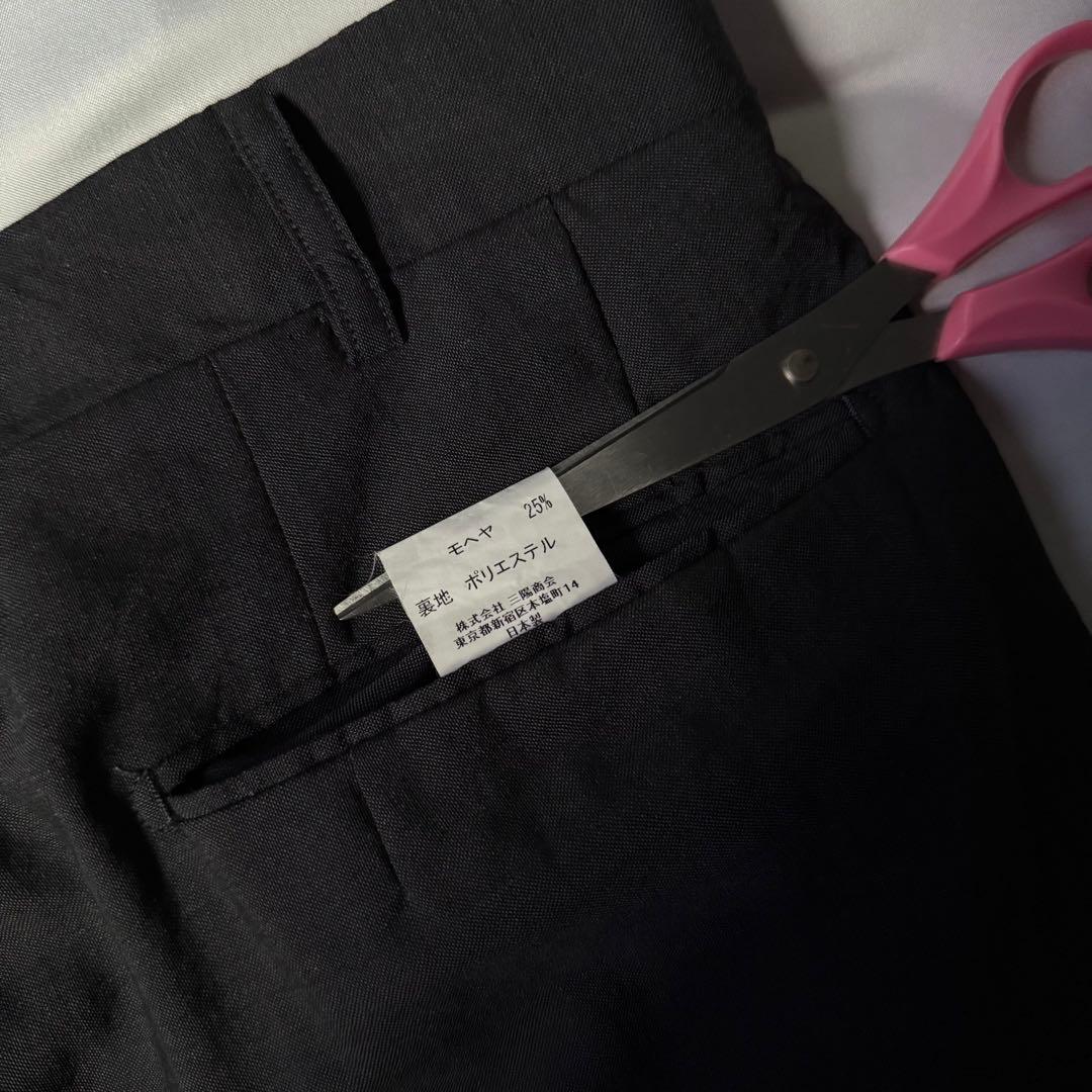 00s BURBERRY モヘア混 チャコール ツータック ワイドスラックス