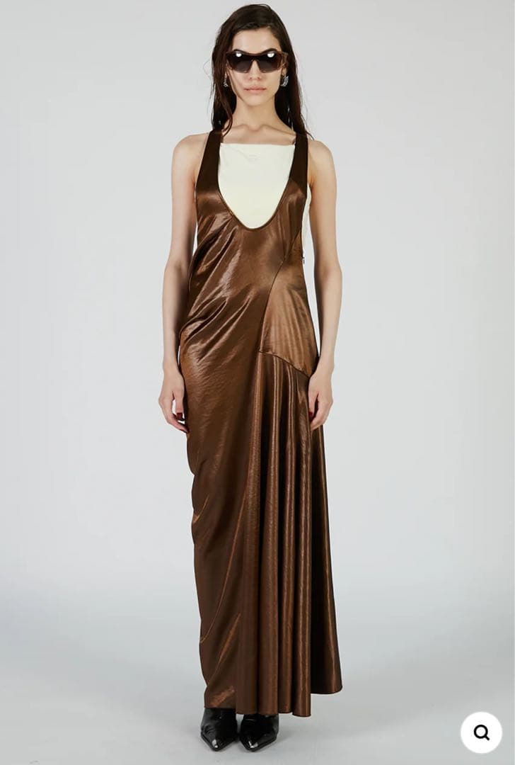 PRANK PROJECTサテン ドレープ タンクドレス／36 試着のみ・美品