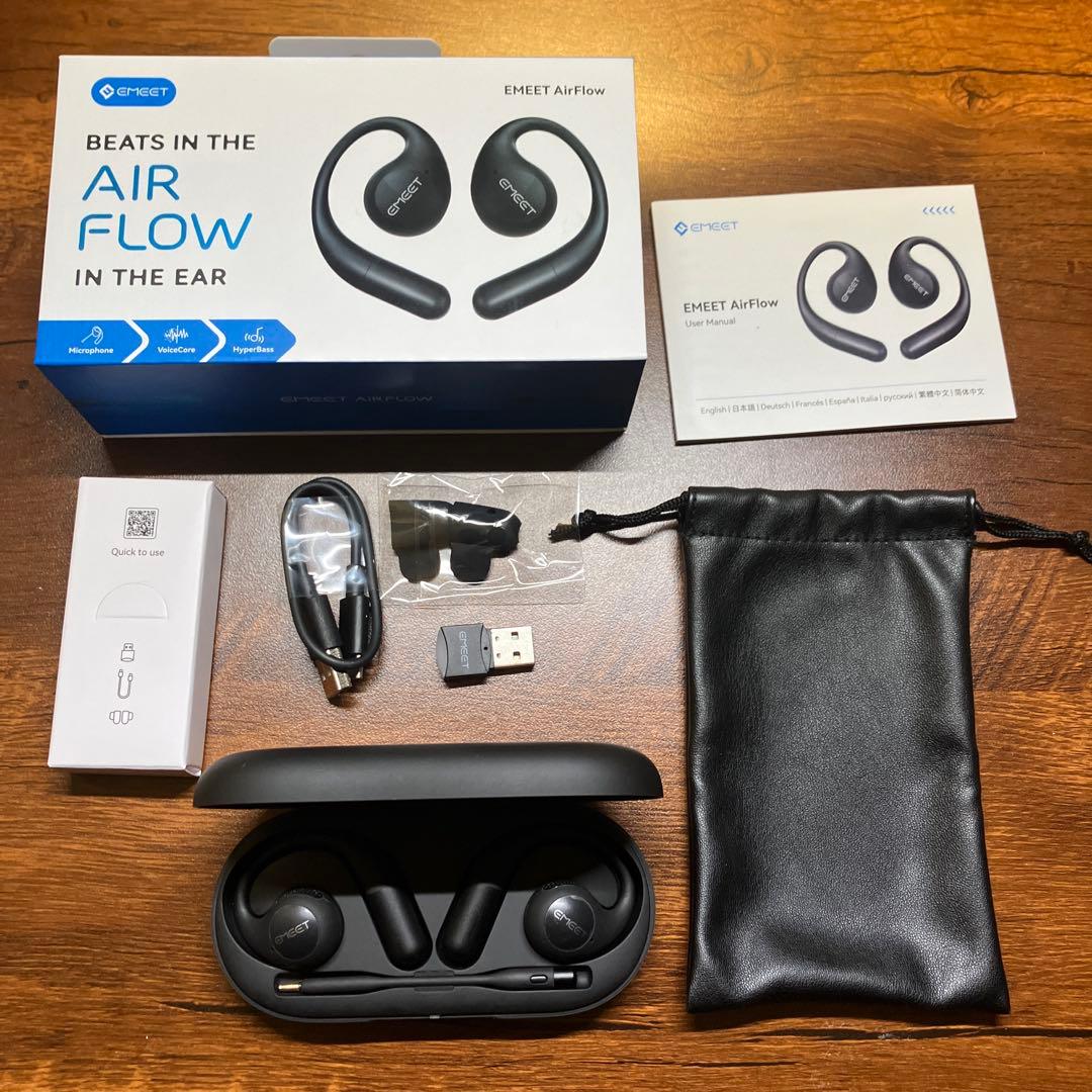 ◆EMEET AirFlow◆高音質マイク◆耳を塞がないオープンイヤーイヤホン◆