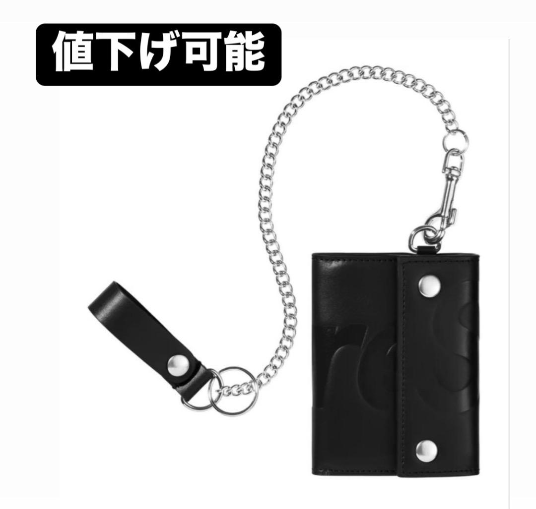 値下げ可　supreme leather chain wallet black