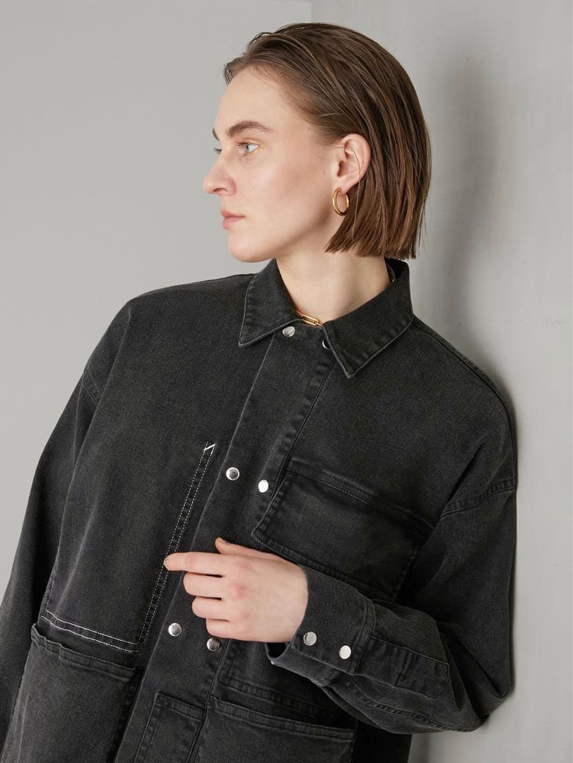 LA PEAU DE GEM /ブラックデニムカバーオール