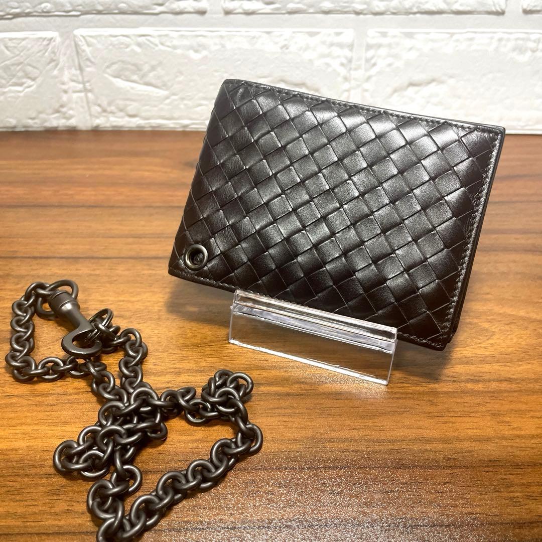 ボッテガヴェネタ　チェーンウォレット　折り財布 ダークブラウン