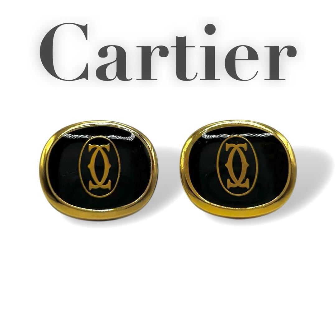 極美品✨️ Cartierカルティエ 2Cロゴ オーバルクラシックカフス 金×黒