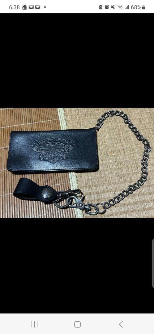 ハーレーダビットソン　長財布　チェーンウォレット　レザー　ブラック