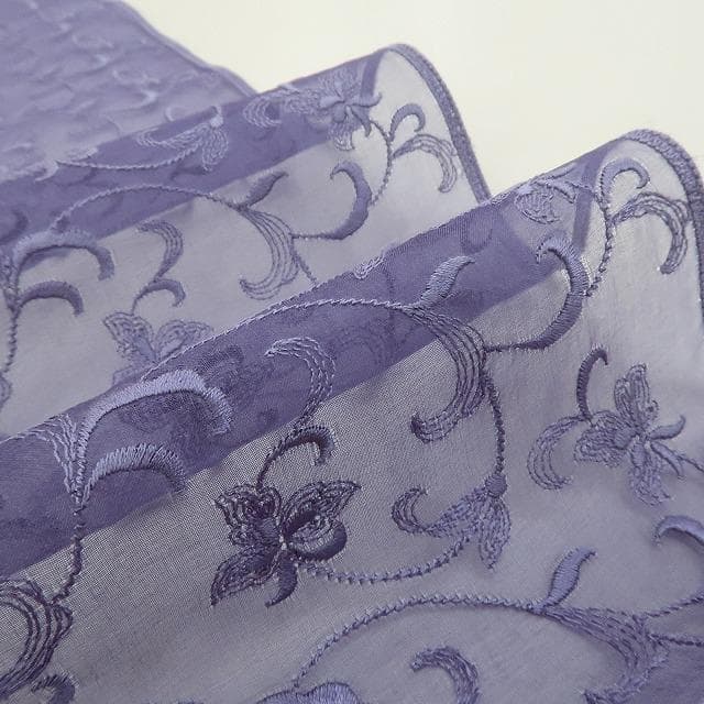 新品 オーガンジー 総刺繍 黄櫨染 着尺“立体的に微笑む曲線美”反物 978