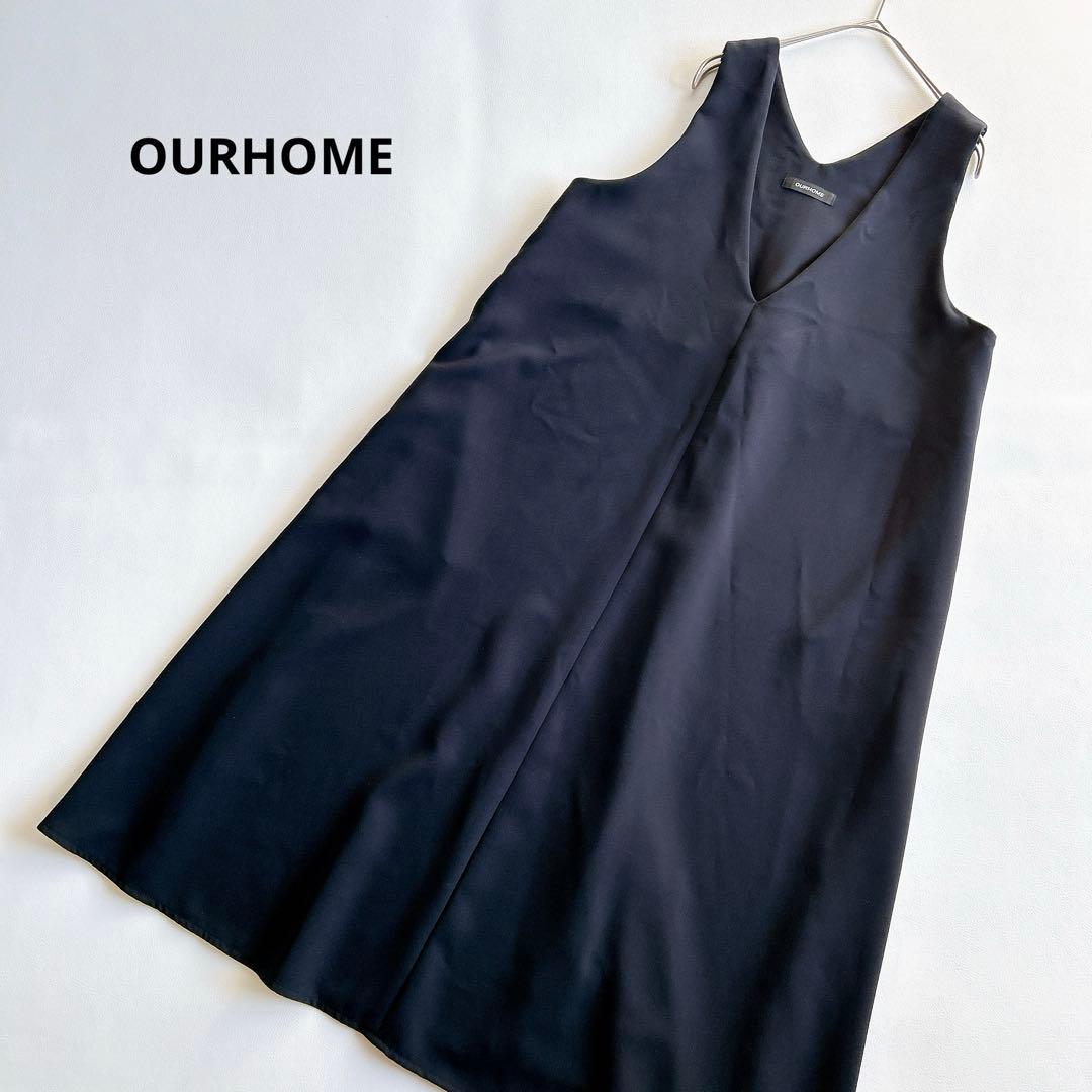 美品☆OUR 〔新型〕綺麗なシルエットのワンピース　ダークネイビー