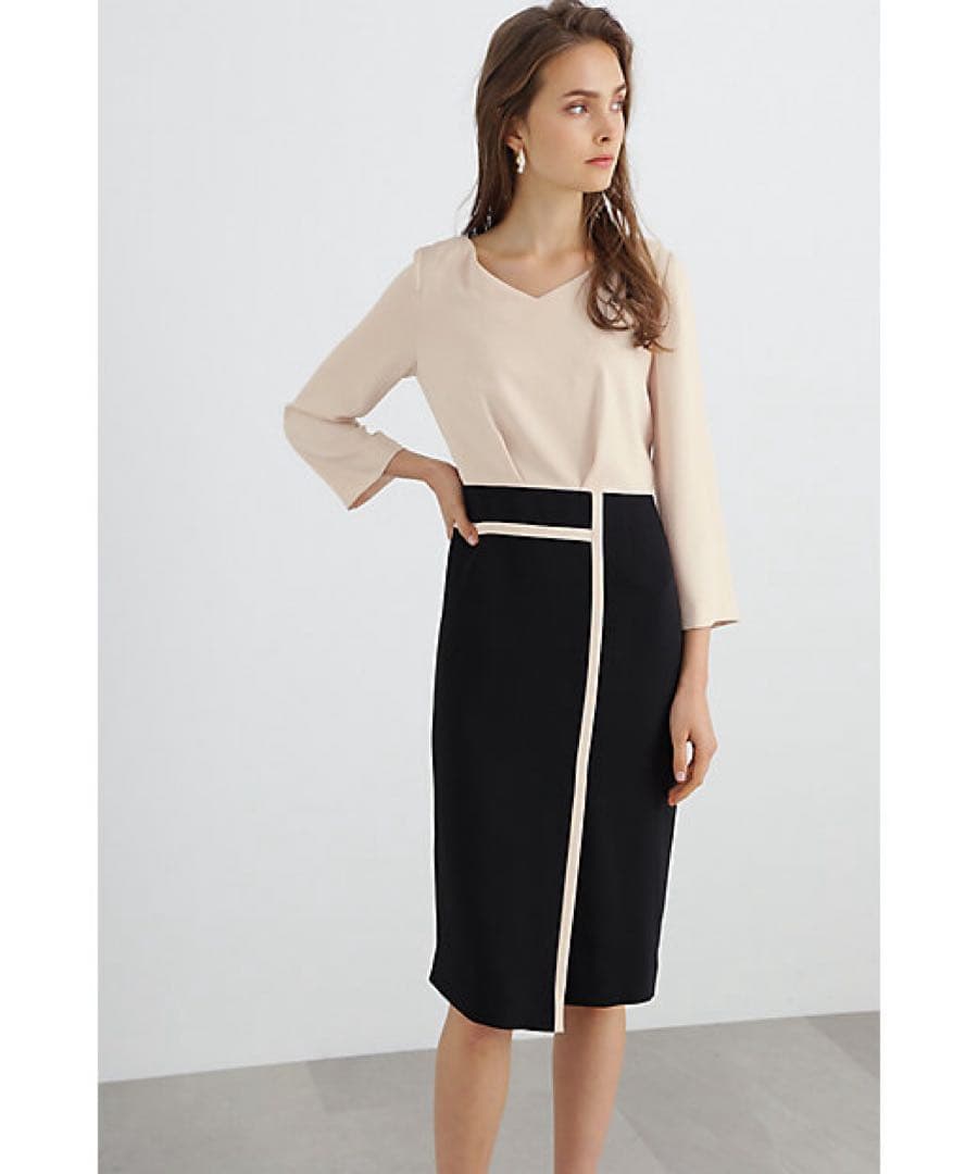 PINKY & DIANNE バイカラーブロックワンピース 38