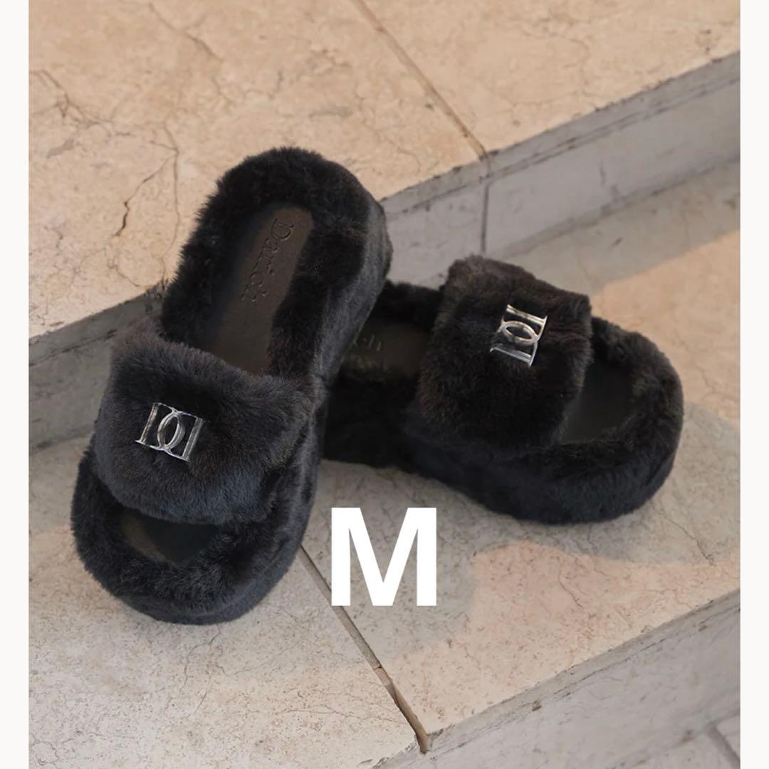 【お値下げ】ダーリッチ　Darich プラットフォームファーサンダル BLK M