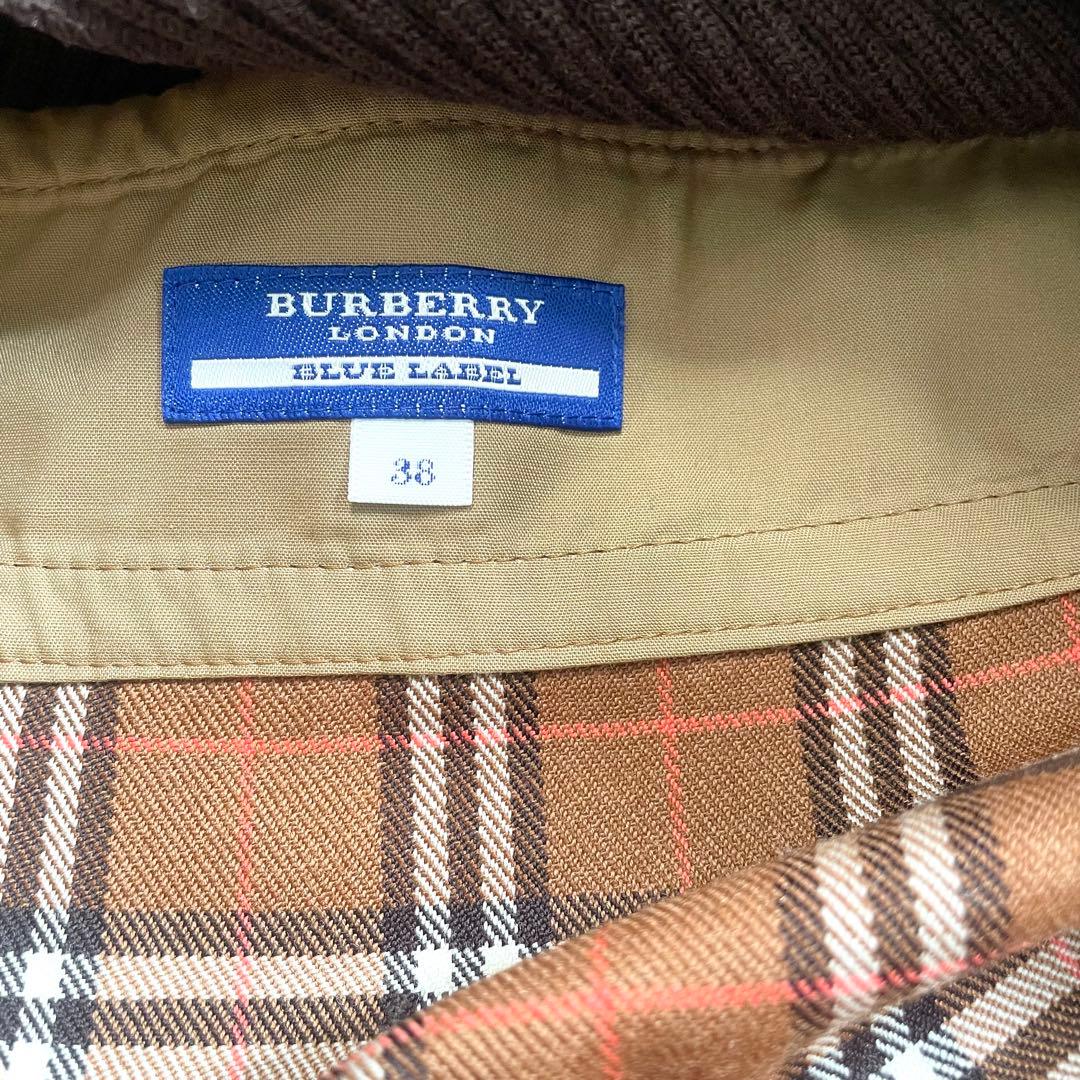 美品《バーバリーブルーレーベル》ドッキングワンピース ノバチェック ブラウン