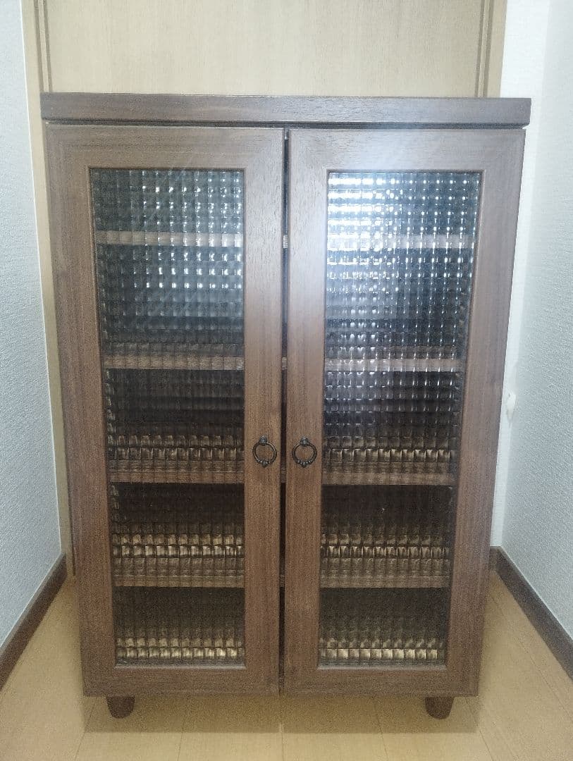 木製食器棚キャビネット 5段 ガラス扉♪