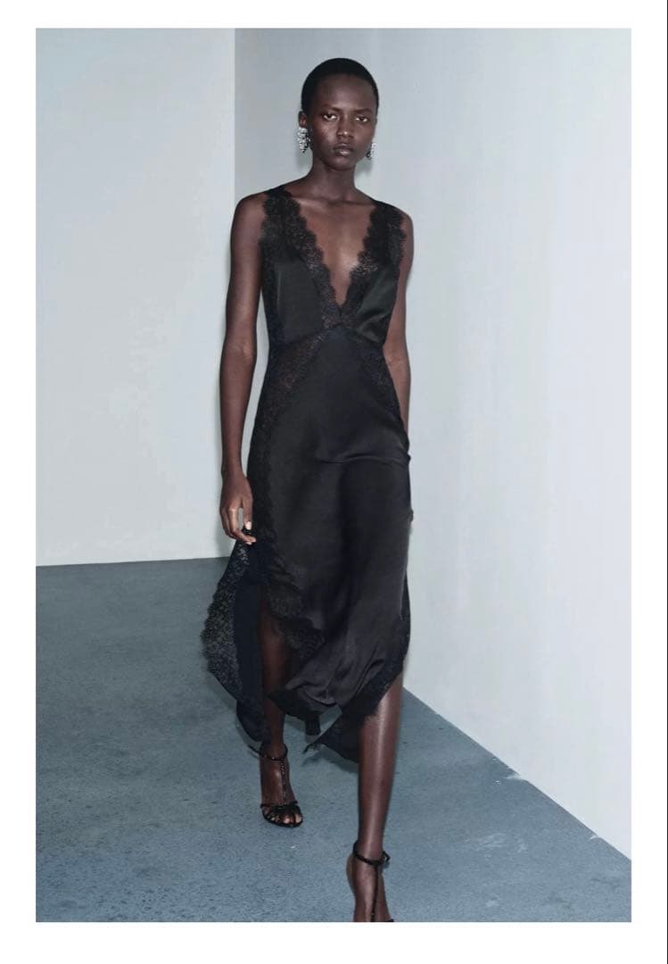 ZARA ZWCOLLECTION サテンレースワンピース　M 新品未使用