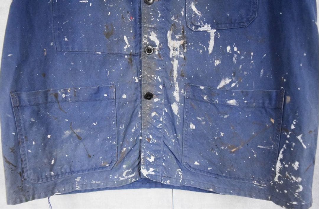 フレンチヴィンテージ ペンキ飛び カバーオール ワークジャケット