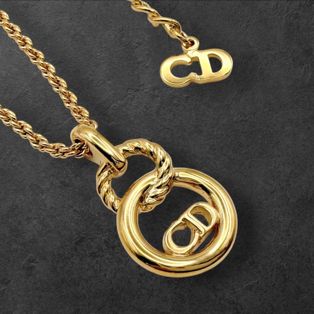 Dior ダブルリング CDロゴ ネックレス ヴィンテージ ゴールド