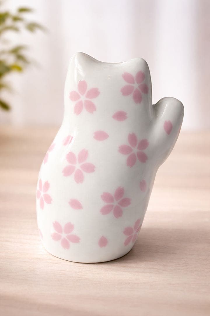 リサ・ラーソン 「まねくねこのこ」 桜柄 波佐見焼 招き猫 （入手困難）